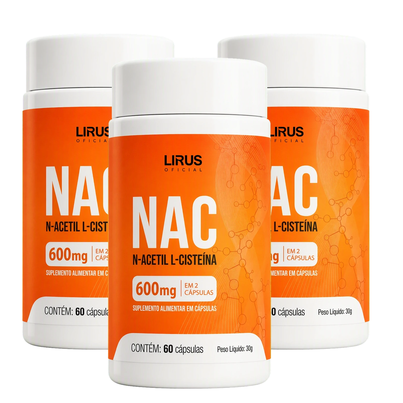 Kit de 3 frascos de NAC Lirius 600 mg